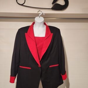 Vintage Black and Red Women's Blazer With Removable Bib